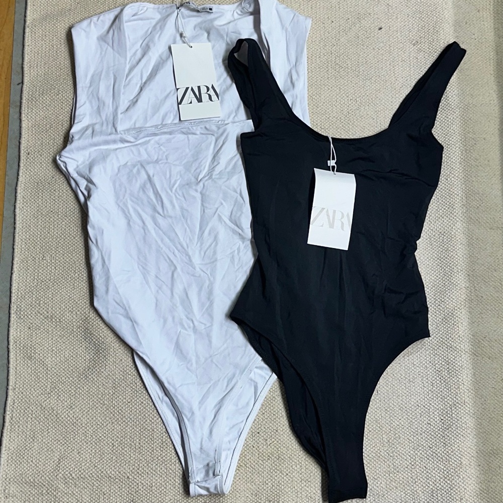 Zara Lot of 2 Women's Stretch Sleeveless Tank Bodysuit Top Size S